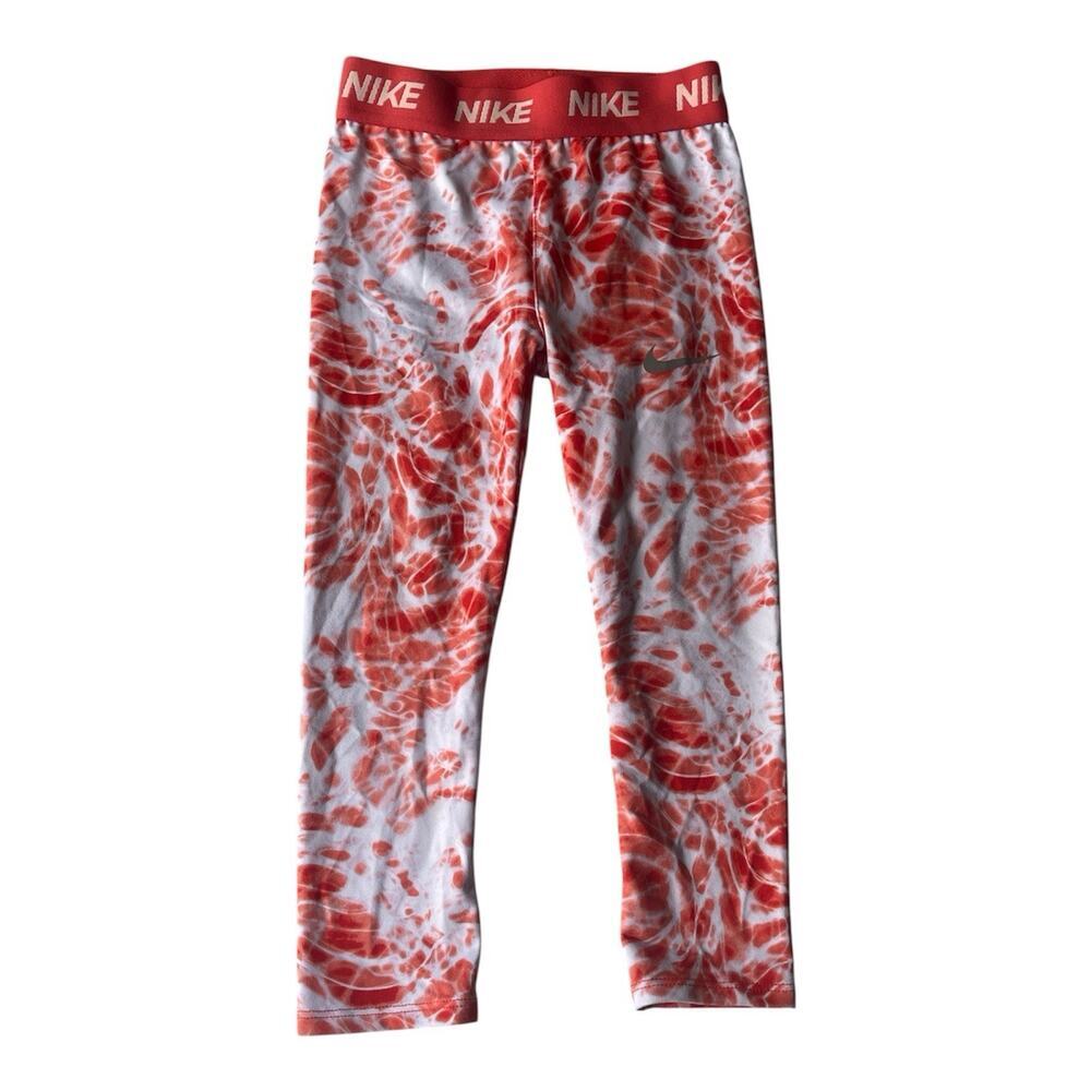 Nike Dri Fit Orange & White Tie Dyed Athletic Leggings Girls Size 4t